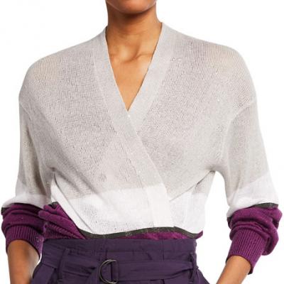 Brunello Cucinelli Colorblocked Linen-Silk Cardigan