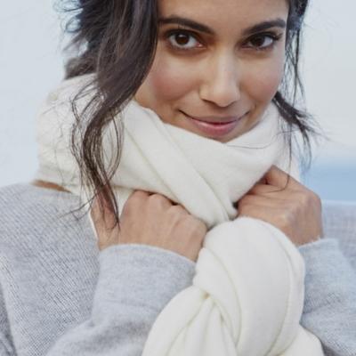 Large Cashmere Knitted Scarf - The White Company UK