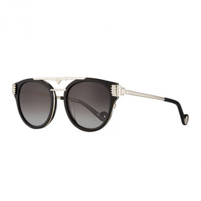 Anna-Karin Karlsson Paws Love Round Flat-Top Sunglasses, Black/Silver