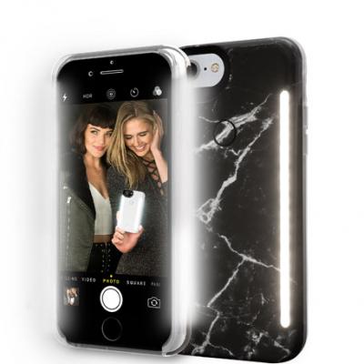 LuMee Limited Edition iPhone 8 Plus Photo-Lighting Duo Case, Black Marble