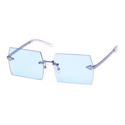 Karen Walker The Bird Rimless Rectangle Sunglasses, Blue Pattern