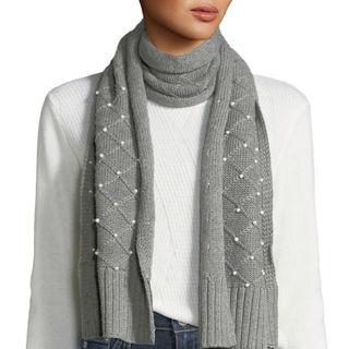 Karl Lagerfeld Diamond-Knit Pearly Scarf