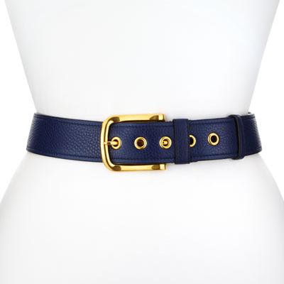 Miu Miu Daino Tumbled Leather Belt w/ Rectangle Buckle