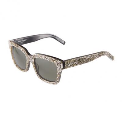 Saint Laurent Oversized Square Glittery Acetate Sunglasses