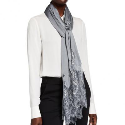 Valentino Lace-Trim Shawl