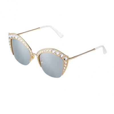 Gucci Oversized Jeweled Metal Cat-Eye Sunglasses