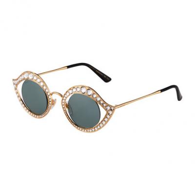 Gucci Modified Jeweled Metal Cat-Eye Sunglasses