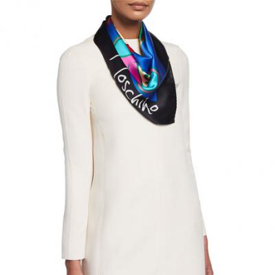 Moschino Teddy Bear-Print Silk Scarf