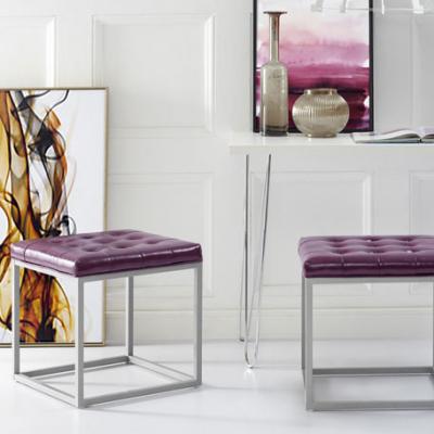 Inspired Home Tufted Faux Leather Ottoman