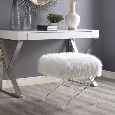 Inspired Home Faux Fur X-Leg Ottoman
