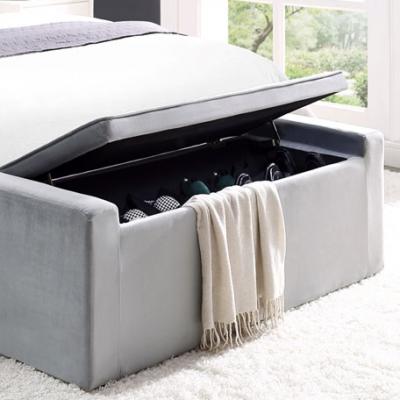Inspired Home Velvet Shoe Storage Bench, Gray