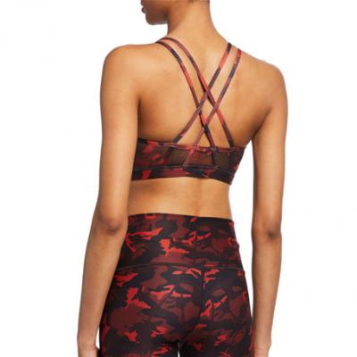 Wear It To Heart Scoop-Back Strappy-Back Camo Sports Bra