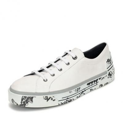 Lanvin Leather Graffiti-Sole Derby Sneaker, White