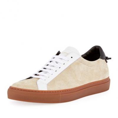 Givenchy Urban Street Colorblock Suede Low-Top Sneaker, Beige