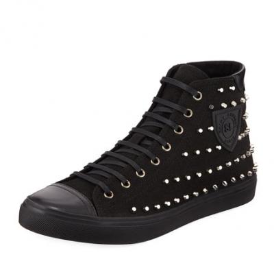 Saint Laurent Mens Bedford Studded Suede High-Top Sneakers