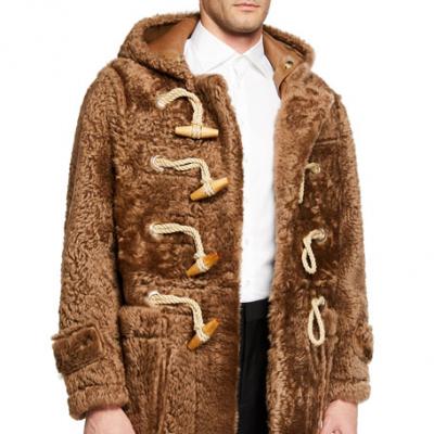 Burberry Mens Horsham Shearling Fur Teddy Toggle Coat