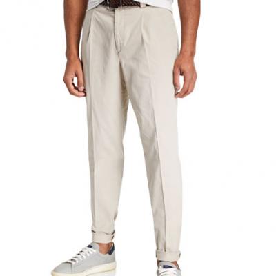 Brunello Cucinelli Mens Pence Cotton Leisure Fit Pleated Pants