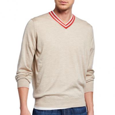 Brunello Cucinelli Mens Cashmere Blend V-Neck Sweater
