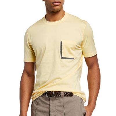 Brunello Cucinelli Mens T-Shirt with Colorblock Patch Pocket