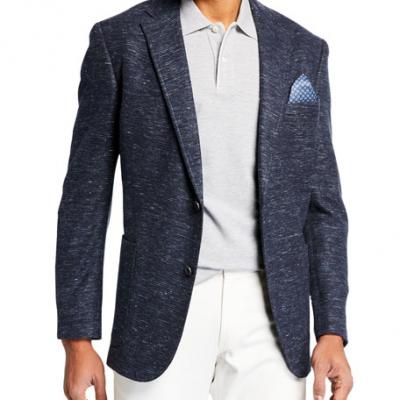 English Laundry Mens Knit Two-Button Blazer, Navy