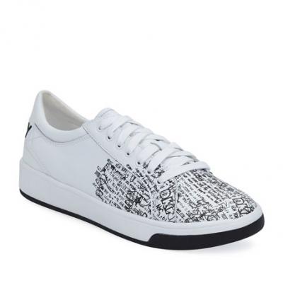 DKNY Mens Samson Graffiti Leather Sneakers