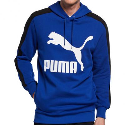 Puma Mens Classic T7 Logo Pullover Hoodie, Blue