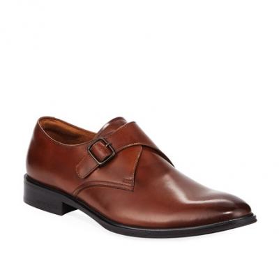 Kenneth Cole Mens Leather Monk-Strap Dress Shoes