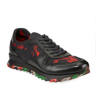 Karl Lagerfeld Paris Mens Camo Print Leather Sneaker