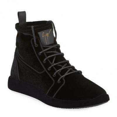 Giuseppe Zanotti Mens Stretch Velvet High-Top Sneakers