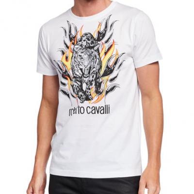 Roberto Cavalli Mens Tiger Graphic Short-Sleeve Cotton T-Shirt