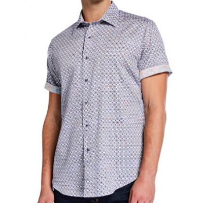 Robert Graham Mens Classic-Fit Dalphon Geometric Short-Sleeve Sport Shirt