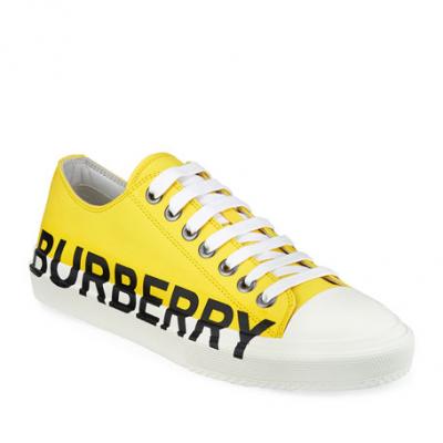 Burberry Mens Larkhall Logo-Print Cotton Gabardine Sneakers