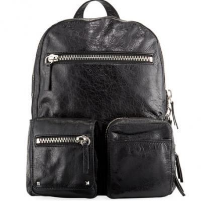 Valentino Mens Leather Dual Zip Backpack Bag