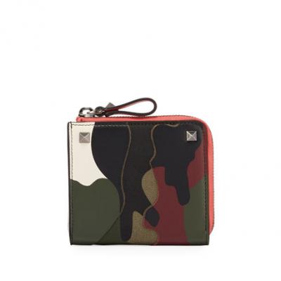 Valentino Mens Camo-Print Canvas Wallet