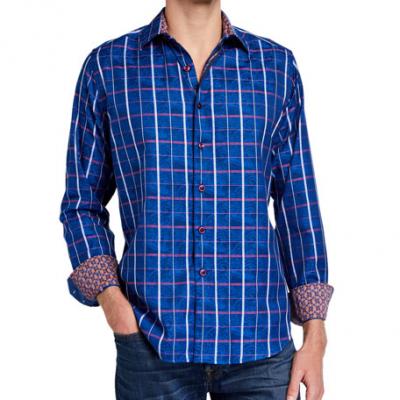 Robert Graham Mens Ocean Breeze Sport Shirt w/ Contrast Reverse Detail