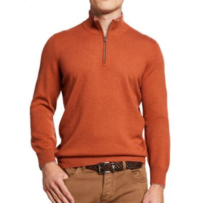 Brunello Cucinelli Mens Mock Turtleneck Quarter-Zip Sweater