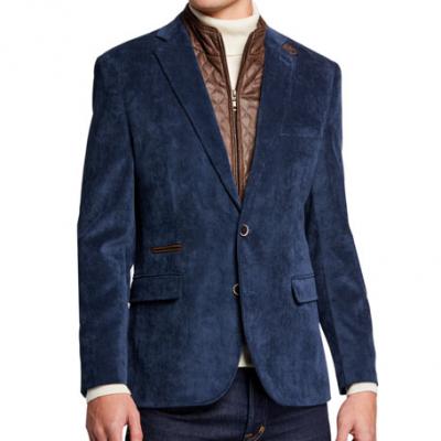 English Laundry Mens Micro Corduroy Sport Coat w/ Zip-Out Bib