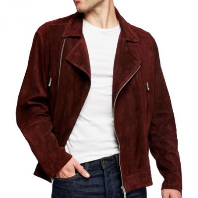 Brunello Cucinelli Mens Suede Biker Jacket