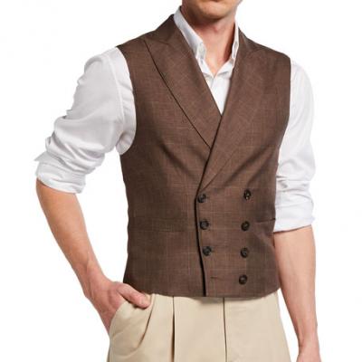 Brunello Cucinelli Mens Prince of Wales Wool-Blend Waistcoat
