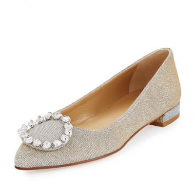 Stuart Weitzman Swirllo Crystal Ballerina Flat, Magnesium