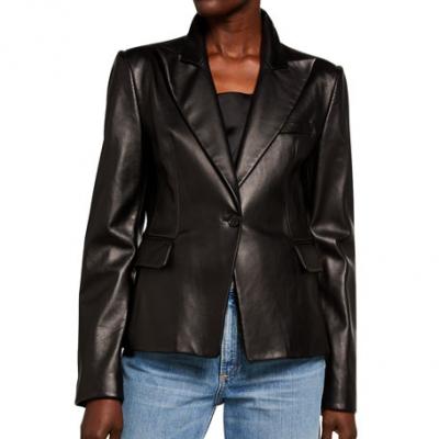 Michael Kors Collection Plonge Leather One Button Blazer