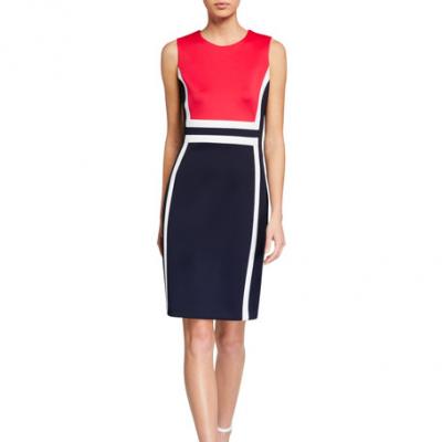 CALVIN KLEIN Colorblock Sleeveless Sheath Dress