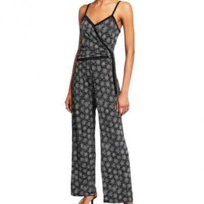 MICHAEL Michael Kors Printed Wrap Front Wide Leg Jumpsuit