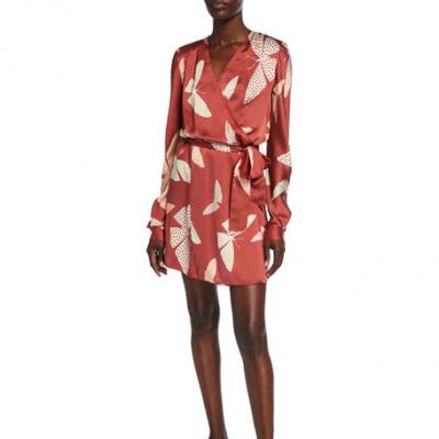 Forte Forte Papillons Gitans Long-Sleeve Cloque Wrap Dress