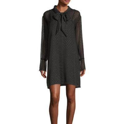 Theory Dotted Metallic Silk Scarf Dress