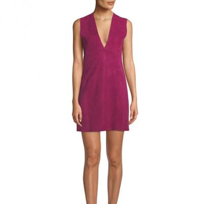Theory Zinovin Sleeveless Double-Face Suede Shift Dress