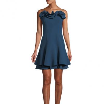 cinq a sept Tansy Strapless Ruffle Cocktail Dress