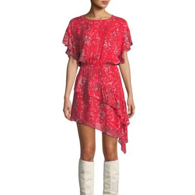 Iro Blame Printed Asymmetrical Short Dress