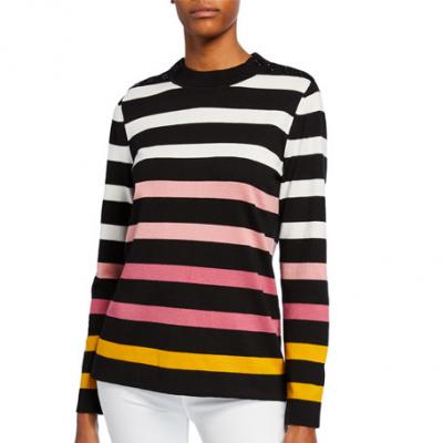 Karl Lagerfeld Paris Multicolor Striped Crewneck Sweater