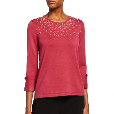 Karl Lagerfeld Paris Pearlescent-Embellished Bell-Sleeve Sweater